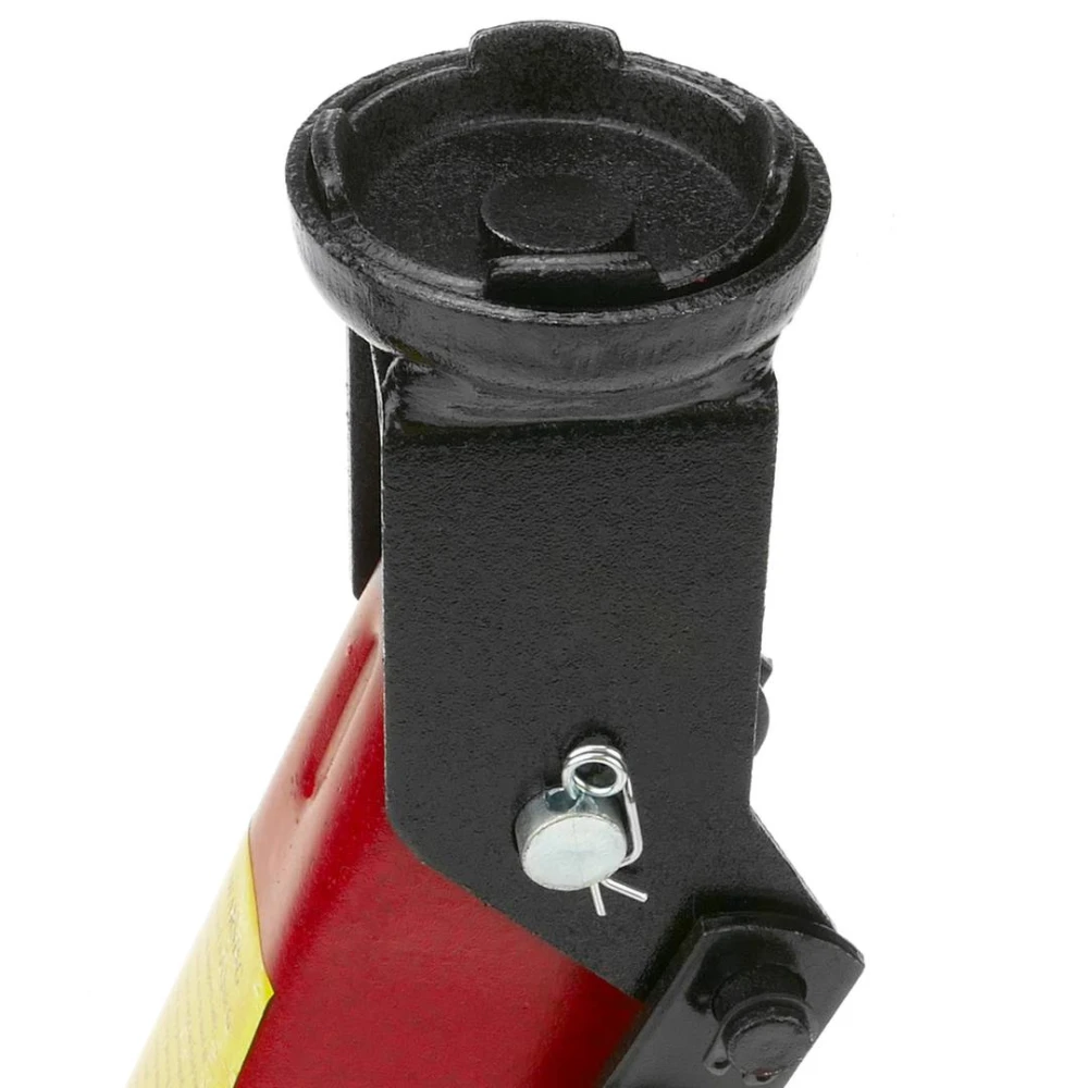 Gato hidráulico rojo con sistema de seguridad para presión