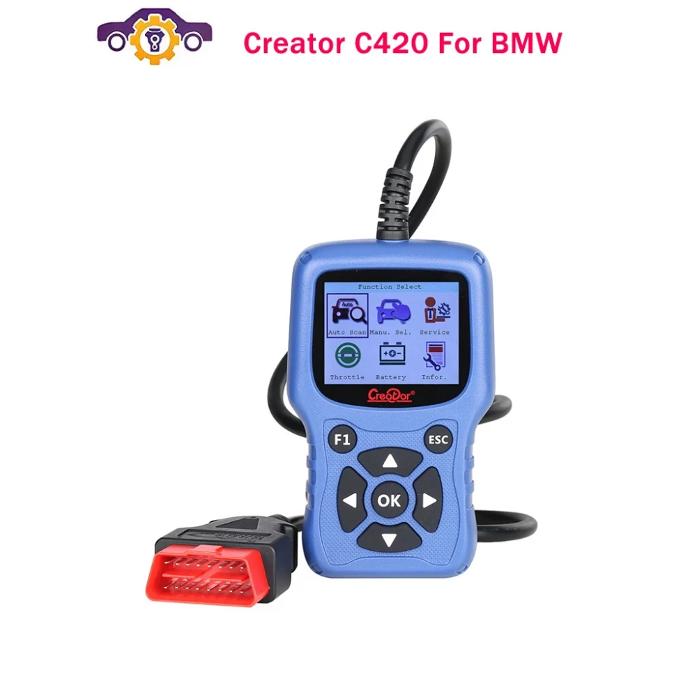 Vista frontal de la herramienta diagnóstico OBD2 Creator C420 para BMW