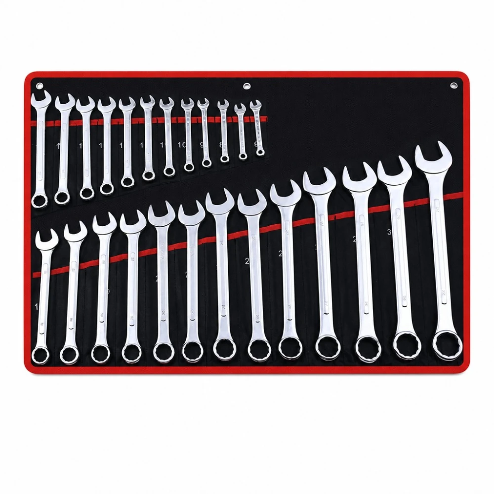 Jeu de 26 Clés Mixtes Œil-Plat 6-32mm Acier Cr-V avec Mallette