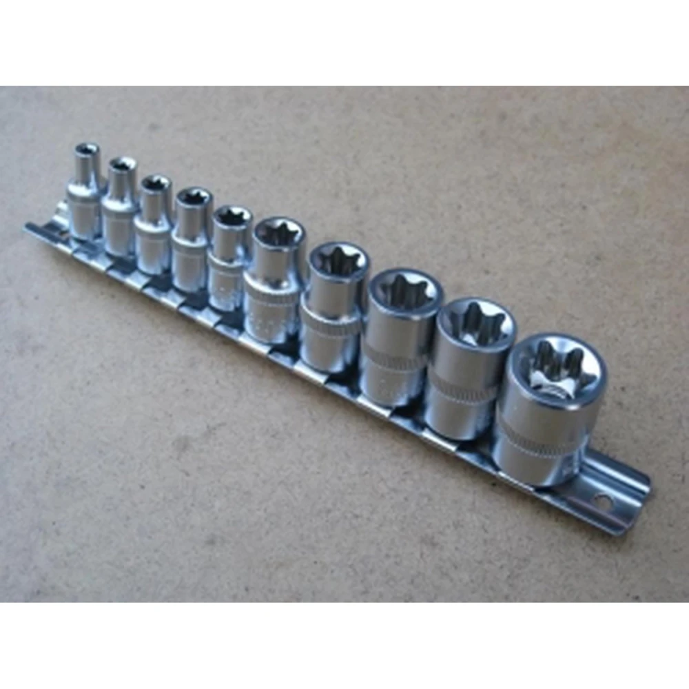 Jeu de clés Torx femelle 1/4 - 10 pièces TSX TOOL en acier chrome vanadium