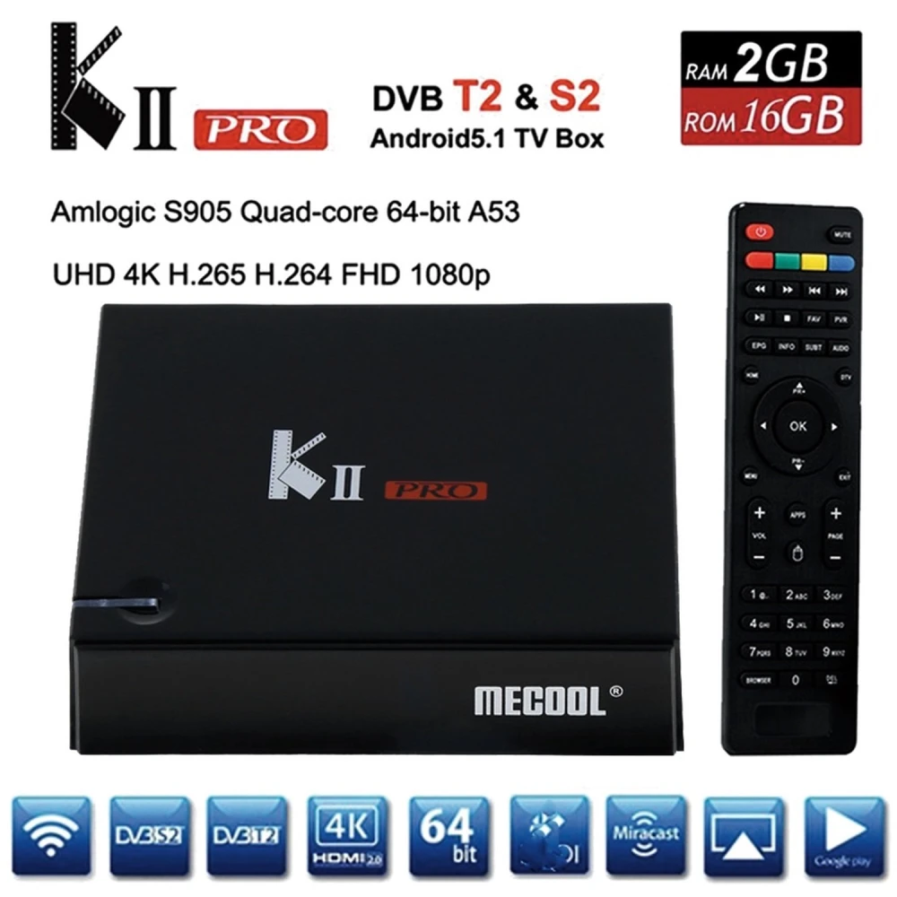 Kii Pro double tuner DVB-S2 DVB-T2 Android TV Box 2GB/16GB 4K