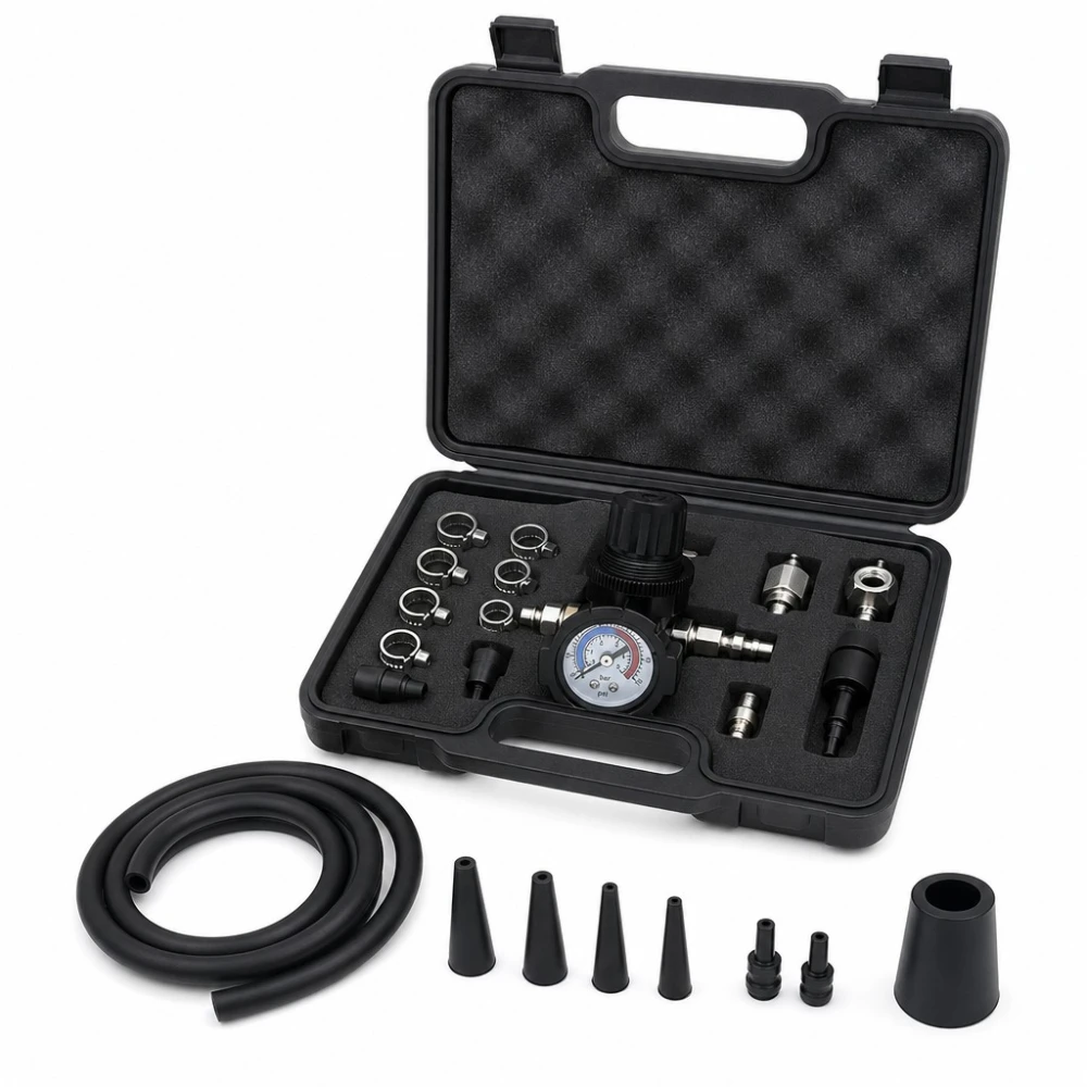 Kit Testeur de Fuites Turbocompresseur 9 Pièces avec Manomètre Test Pression Turbo