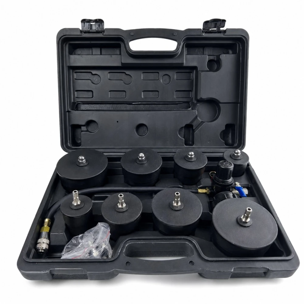 Kit Testeur de Fuites Turbocompresseur 9 Pièces avec Manomètre Test Pression Turbo