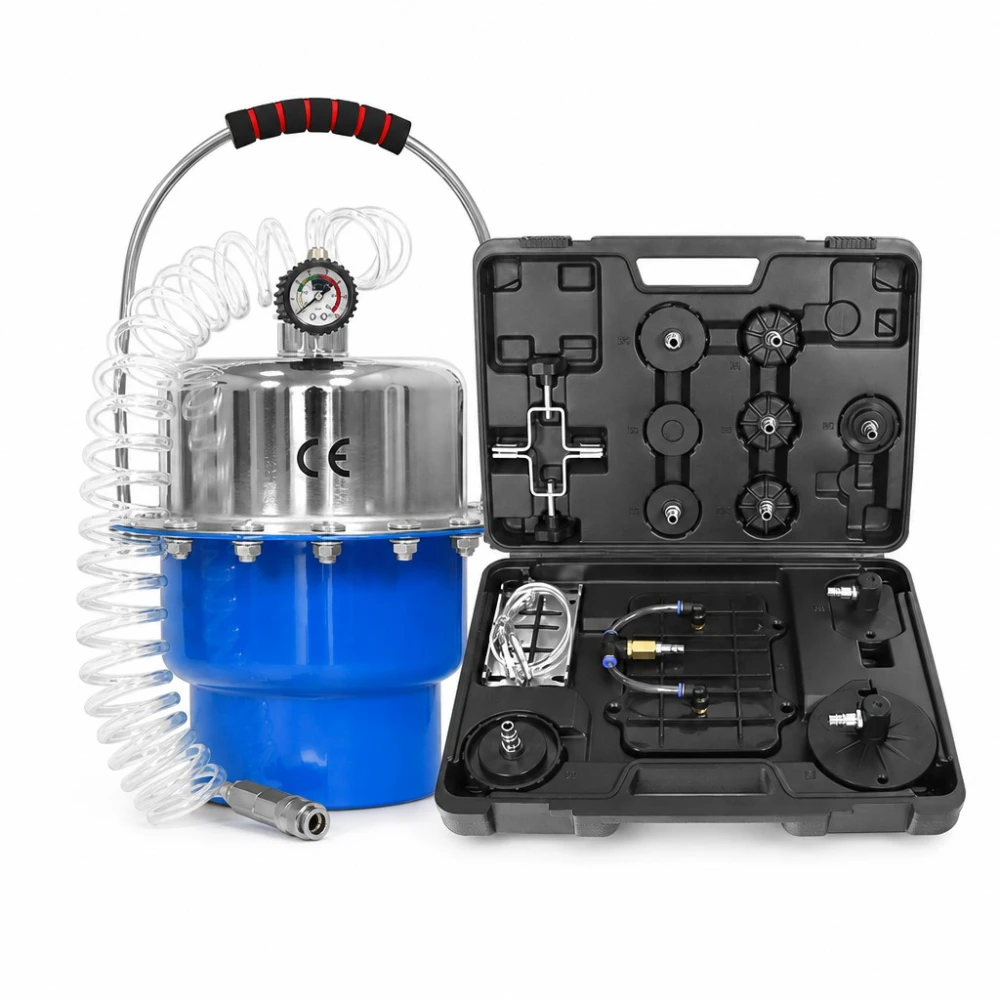 Kit Purgeur de Freins et Embrayage Pneumatique 5L avec Manomètre et Adaptateurs