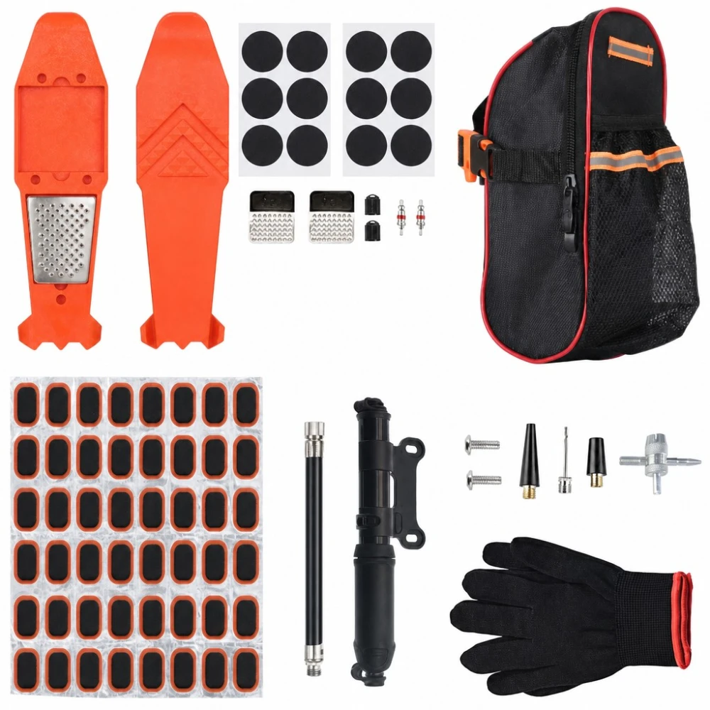 Kit Réparation Crevaisons Pneus Moto Vélo 81 Pièces Mèches Poinçon Tubeless