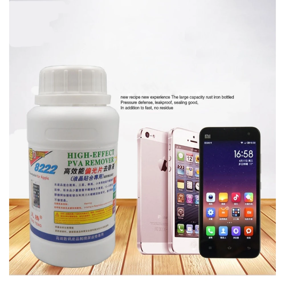 Botella de líquido limpiador cola OCA 8222 250ml para pantallas móviles