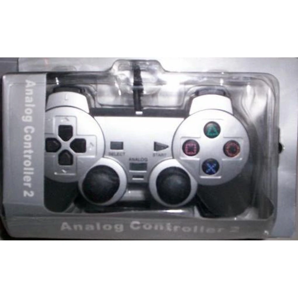 Manette Dual Shock pour Sony Playstation 2 couleur argent compatible et économique