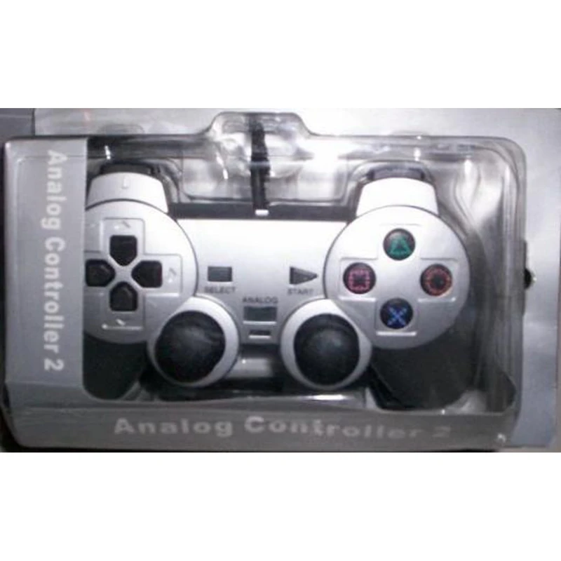 Manette Dual Shock pour Sony Playstation 2 couleur argent compatible et économique