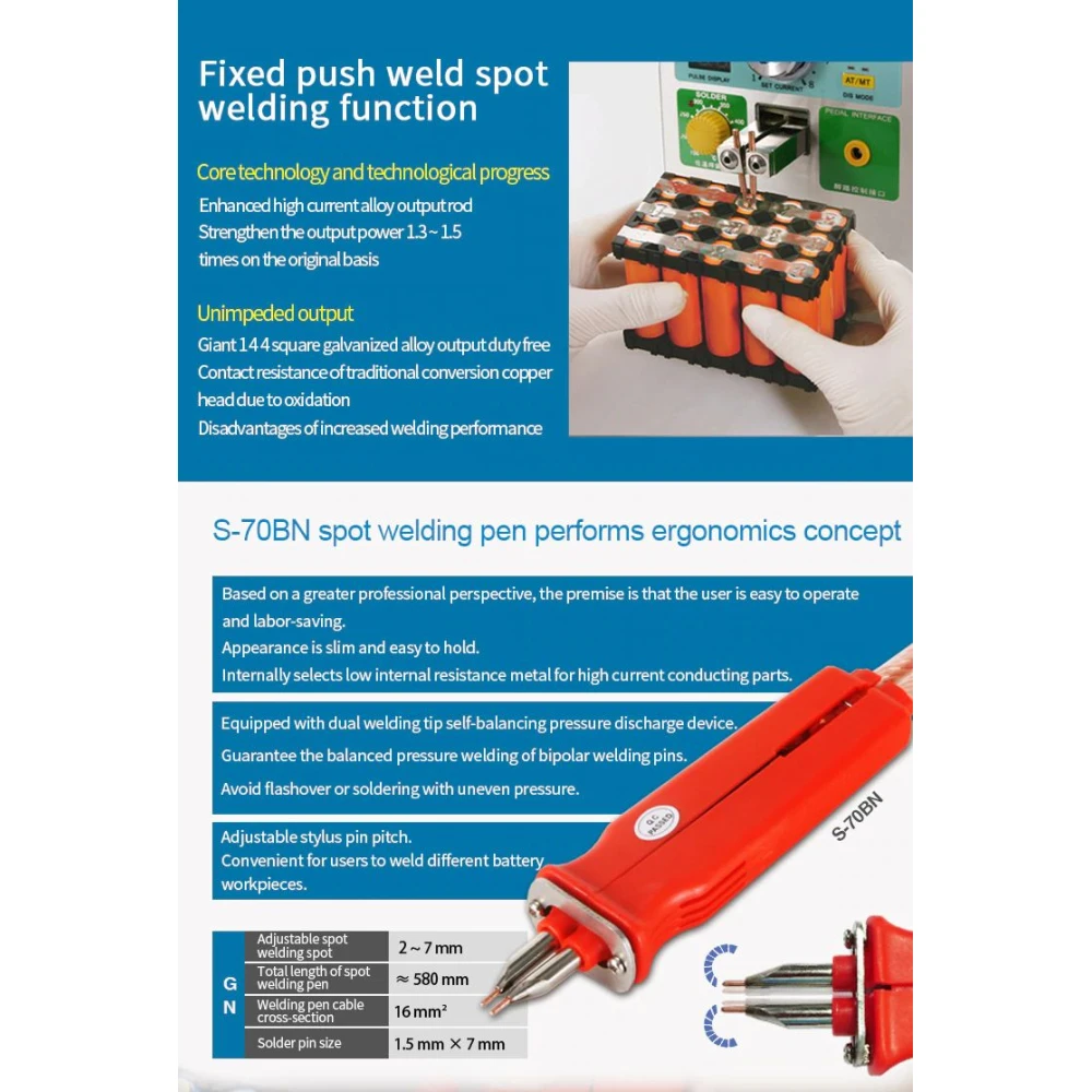 Machine de soudure par points Sunkko 709AD+ 220V avec fer à souder pour batterie lithium 18650