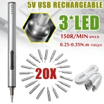 Mini tournevis électrique sans fil USB rechargeable 3 LED 22en1