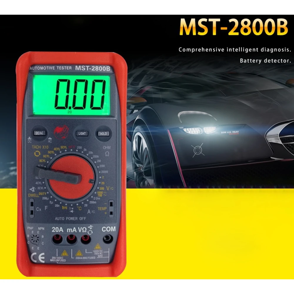 MST-2800B Multimètre numérique intelligent à grand écran LCD pour l’automobile