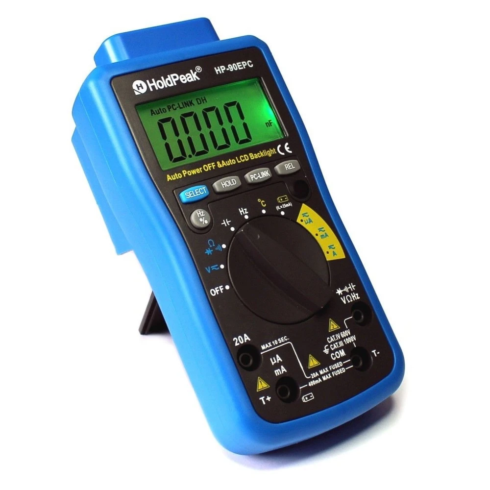 Multímetro digital HP-90EPC HoldPeak con conexión USB para PC y software incluido