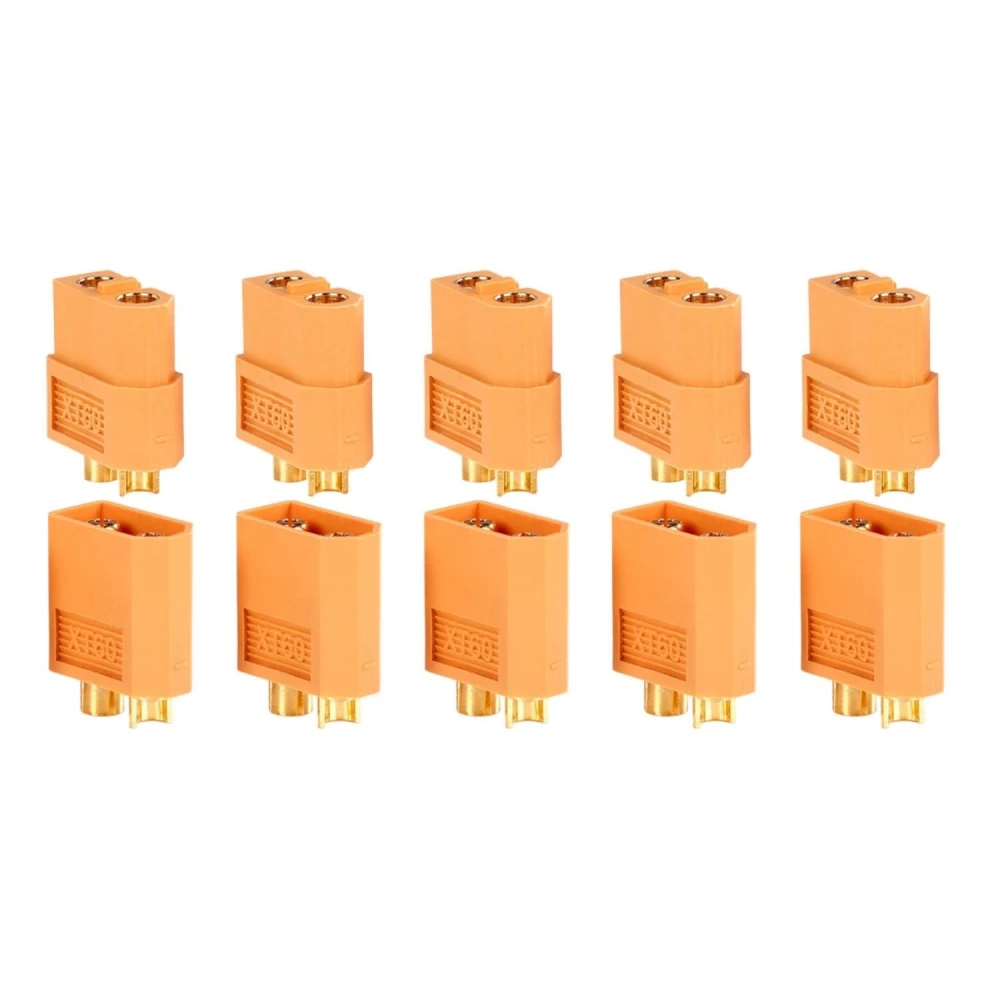 Pack 10 connecteurs XT60 (5 femelle + 5 mâle) pour batteries LiPo Amass
