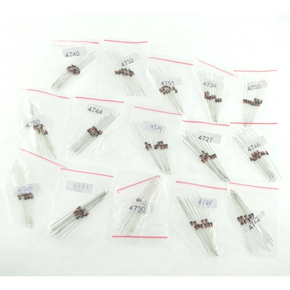 Pack 150 diodes Zener - 15 modèles différents, 10 unités de chaque modèle