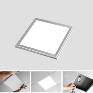 Panneau LED Slim 30x30cm 12W cadre argent 6000K - lumière blanche