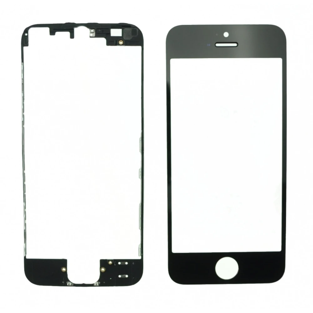 Écran en verre iPhone 5 noir + cadre adhésif pour réparation