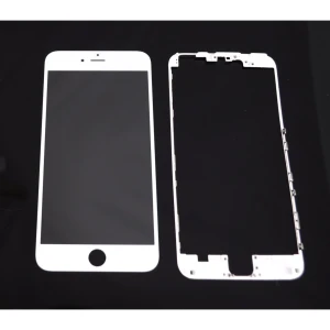 Écran en verre iPhone 6 Plus blanc avec cadre adhésif pour réparation