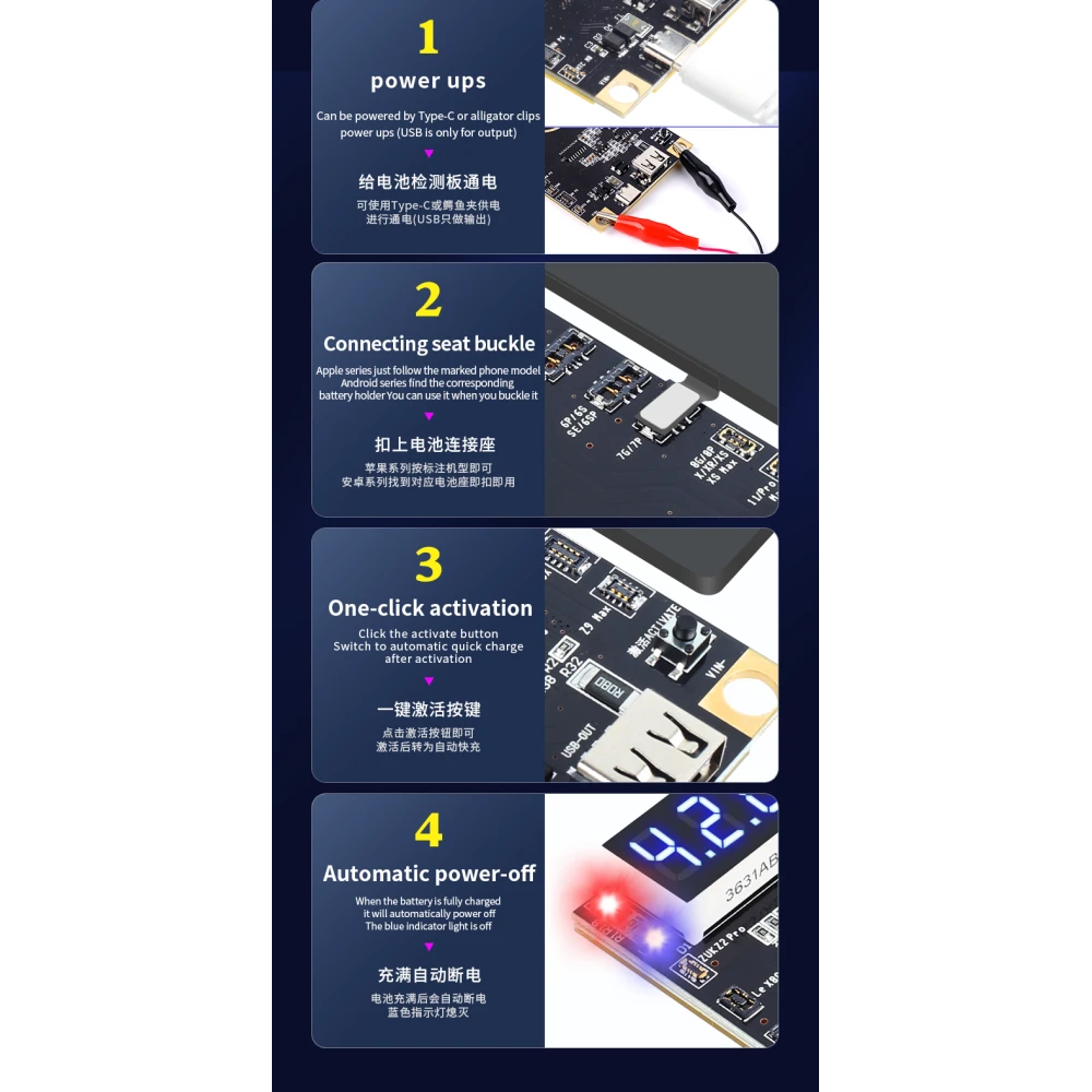 Plaque d’activation de batterie Mechanic BA27 pour iPhone et Android