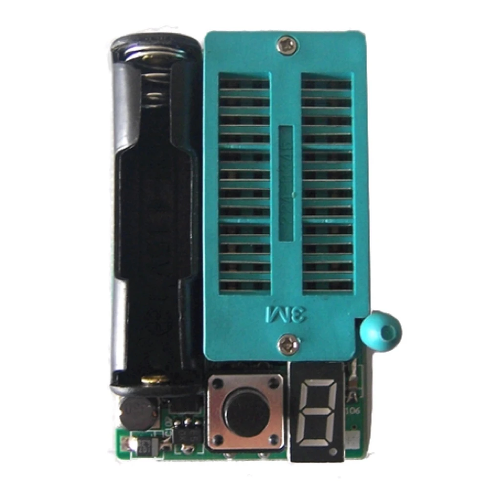 Vista del probador IC y LED KT152 con pantalla LED y zócalo ZIF