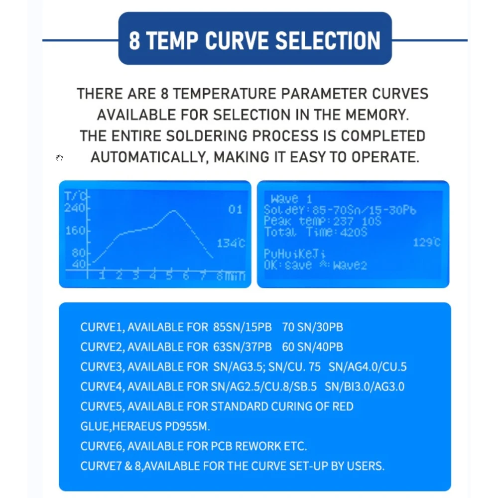 Puhui T-962 V2.0 Four de refusion infrarouge pour PCB et composants SMD BGA