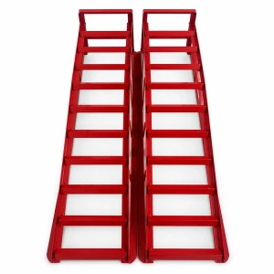 Rampes en Acier pour Voiture 2 Tonnes (4 400 lbs) — Set de 2 Rampes de Service Portables pour Vidange et Entretien, Rouges TSX TOOL