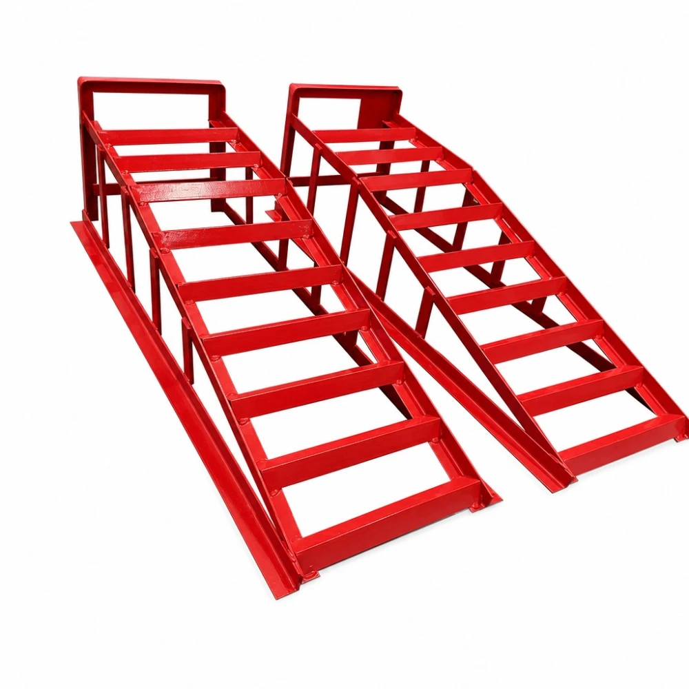 Rampes en Acier pour Voiture 2 Tonnes (4 400 lbs) — Set de 2 Rampes de Service Portables pour Vidange et Entretien, Rouges TSX TOOL