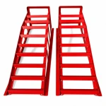 Rampes en Acier pour Voiture 2 Tonnes (4 400 lbs) — Set de 2 Rampes de Service Portables pour Vidange et Entretien, Rouges TSX TOOL