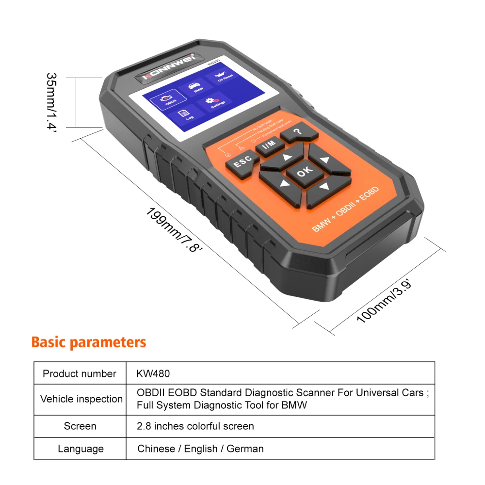 Scanner diagnostic BMW Konnwei KW480 - Outil OBD2 pour BMW