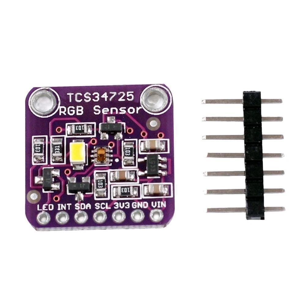 Módulo sensor de color RGB TCS34725 para Arduino con componentes visibles