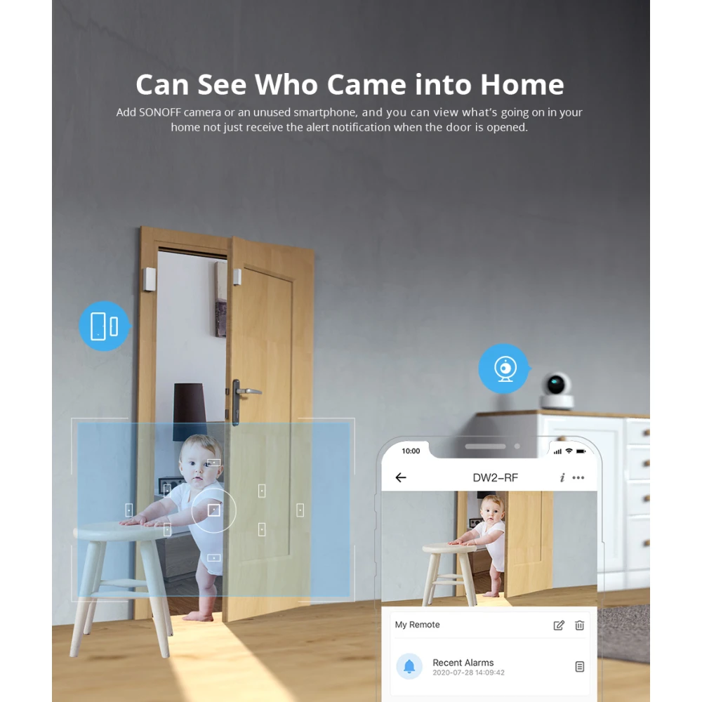 Capteur porte-fenêtre sans fil SONOFF DW2 RF pour alarme de sécurité domestique