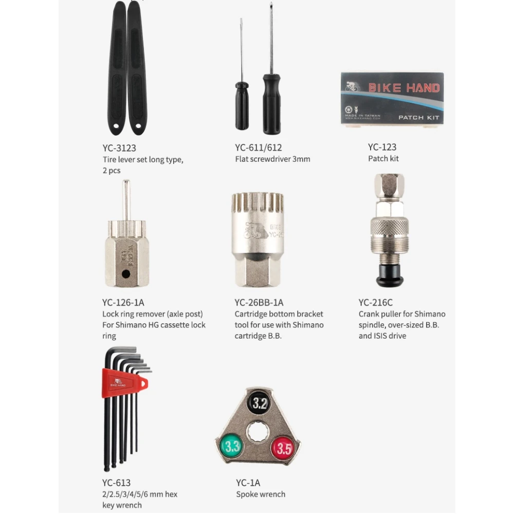 Kit outils vélo 18 en 1 Bikehand - jeu multifonction