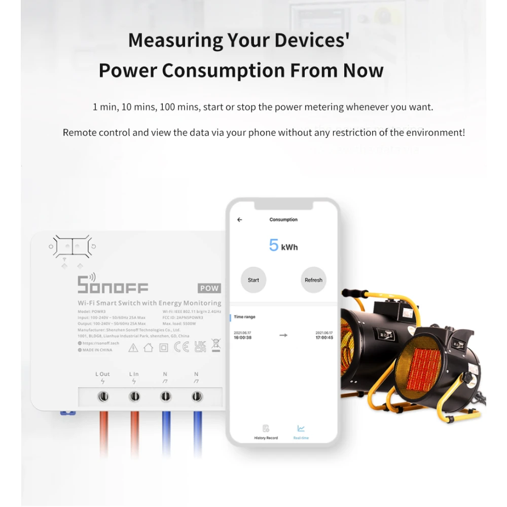 SONOFF Pow R3 - Interrupteur intelligent WiFi haute puissance avec suivi