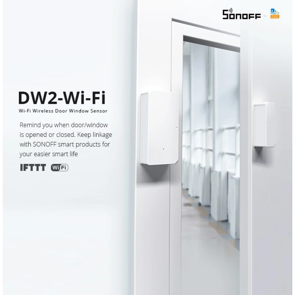 SONOFF SDW2 Capteur d'ouverture WiFi sans fil pour porte et fenêtre