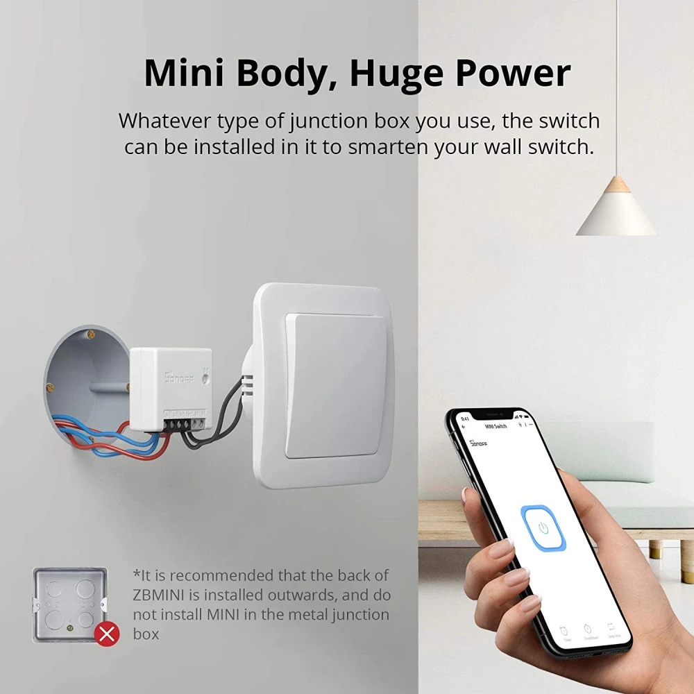 SONOFF ZBMINI Interrupteur intelligent ZigBee mini pour éclairage 2 voies