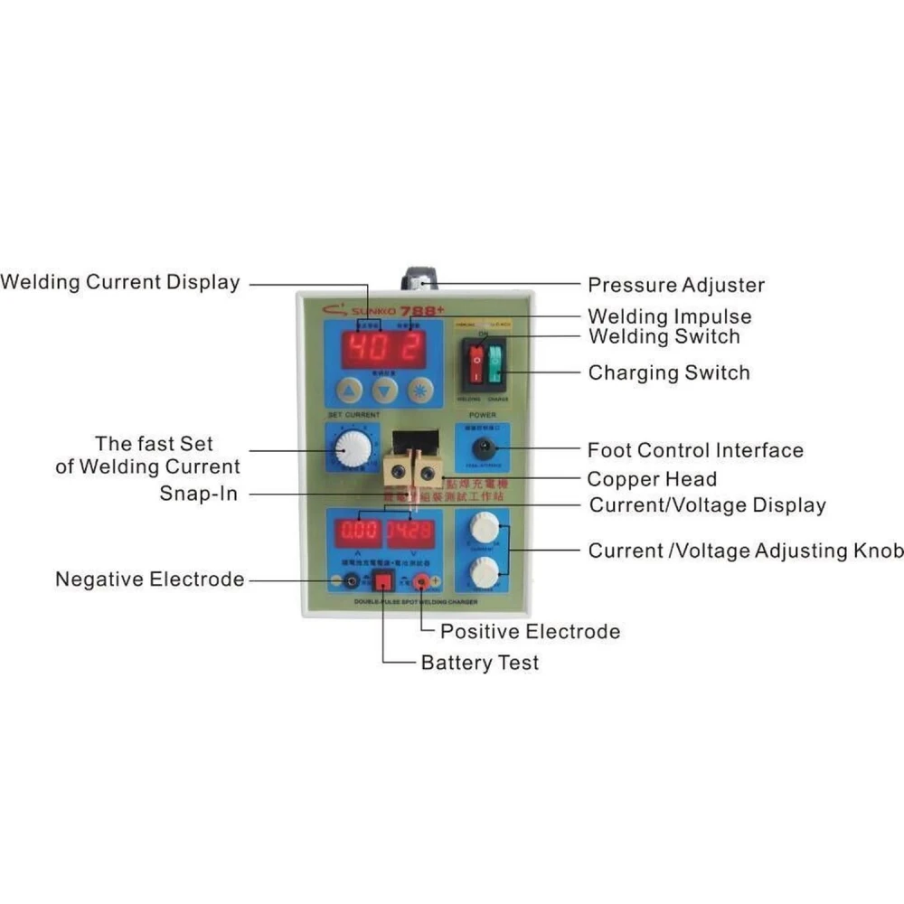 Sunkko 788h soldadora de puntos para baterías 18650 con control microprocesado