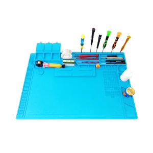 Tapis en silicone résistant à la chaleur 500º pour réparation de mobiles et d’ordinateurs 48x32cm