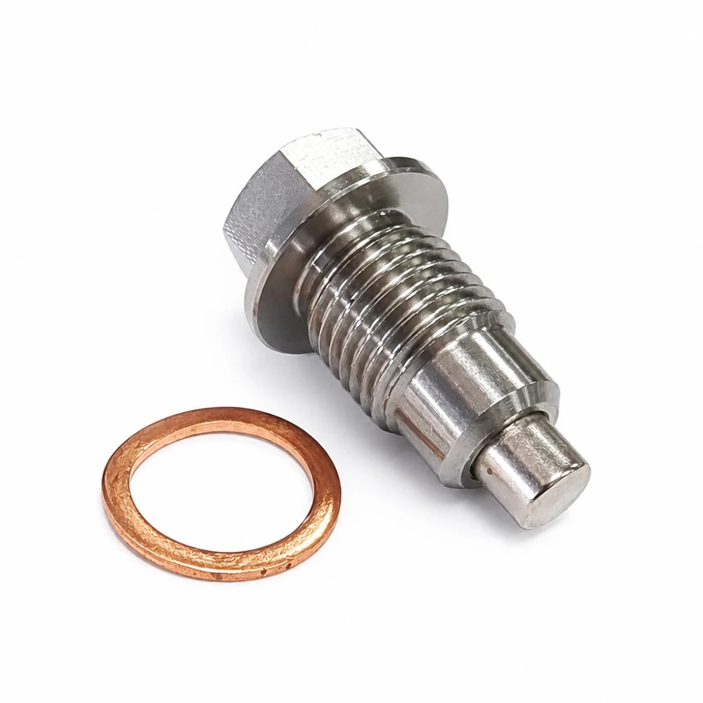 Bouchon de Vidange d'Huile Magnétique Inox M18 x 1,5 avec Joint - Carter Voiture Moto