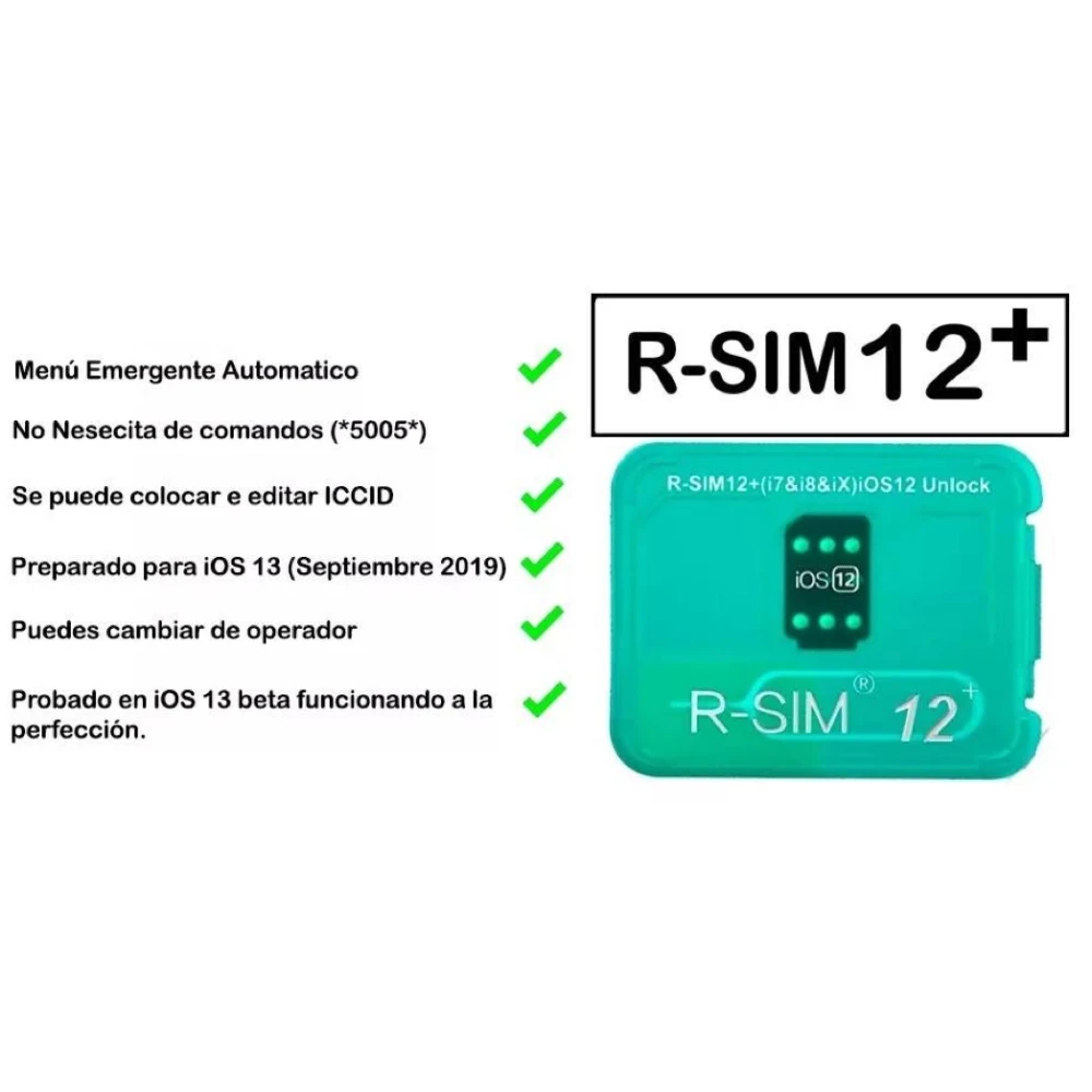 Carte de déverrouillage R-SIM 12 pour iPhone 5s, 6, 6s, 7, 8 et X compatible iOS 11 et iOS 12