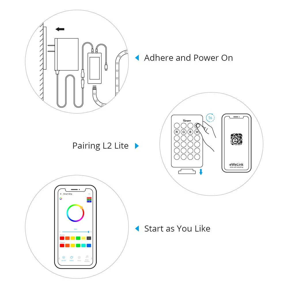 Ruban LED WiFi intelligent SONOFF L2 Lite 5 mètres avec télécommande et appli