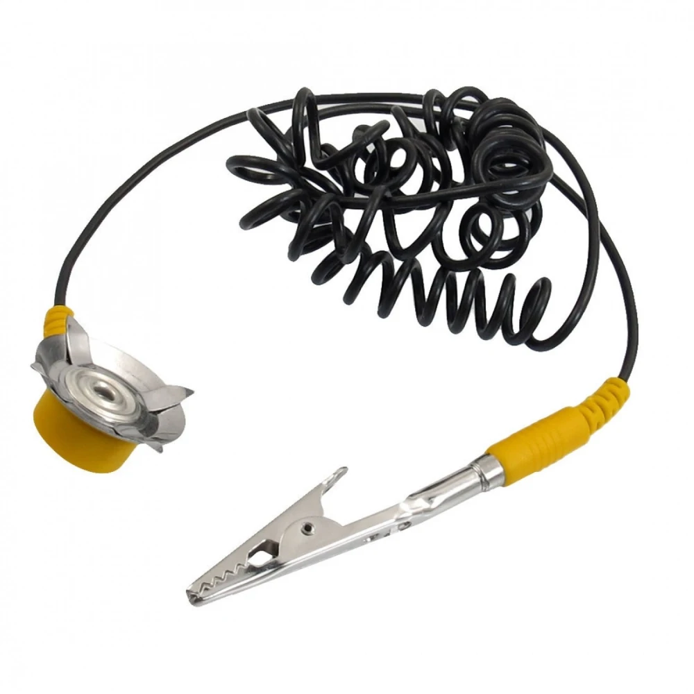 Mise à la terre pour tapis antistatique avec revêtement protecteur