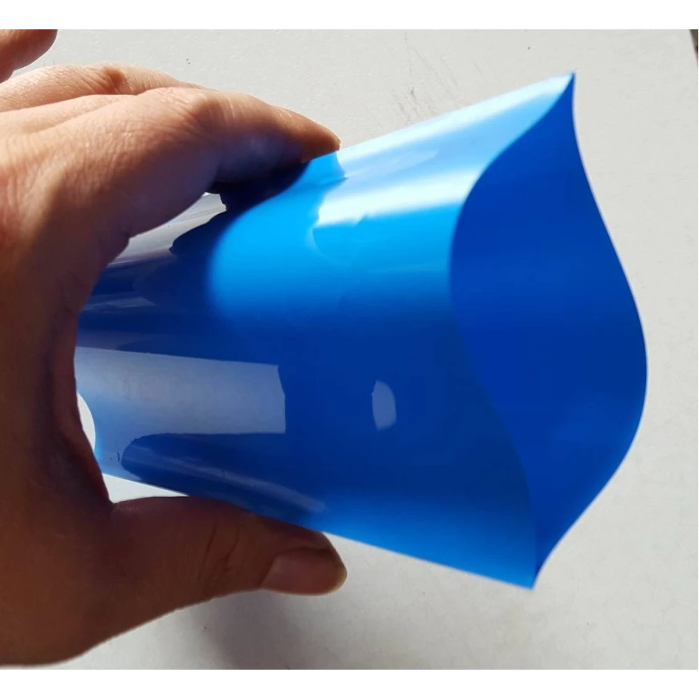 Gaine thermorétractable PVC 1m x 210mm x 0.15mm pour pack de batteries bleue